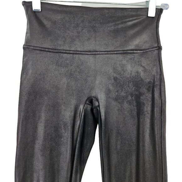 Spanx Ready To Wow Faux Leather Leggings Black Women’s Size M Short High Rise - Picture 3 of 12